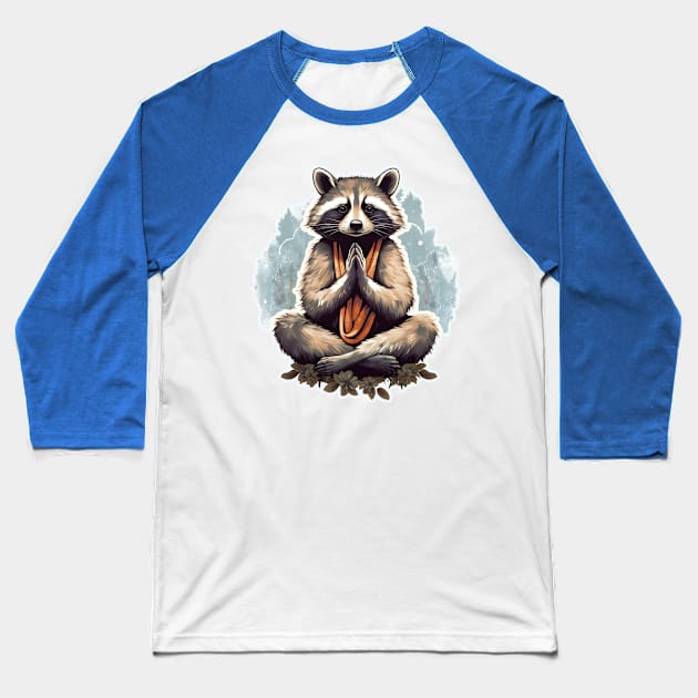 Yoga meditation raccoon Baseball T-Shirt by beangeerie